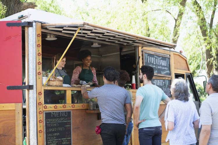 people in line at a food truck