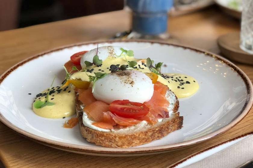 salmon Benedict on toast